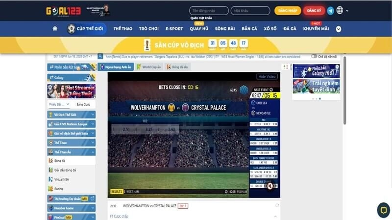 Goal123 39 Cá cược bóng đá Goal123 với dữ liệu kèo từ SABA Sports, BTI Sports và CMD Sports