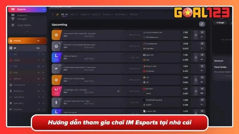 IM Esports Tại GOAL123 - Sân Chơi Thể Thao Điện Tử Hàng Đầu 7 Chi tiết cách tham gia và chơi cho người mới