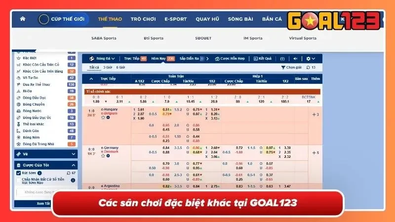 SBOBET Sports Tại GOAL123 - Sân Chơi Cá Cược Thể Thao Top Đầu Năm 8 Sân chơi đặc biệt không kém cạnh SBOBET